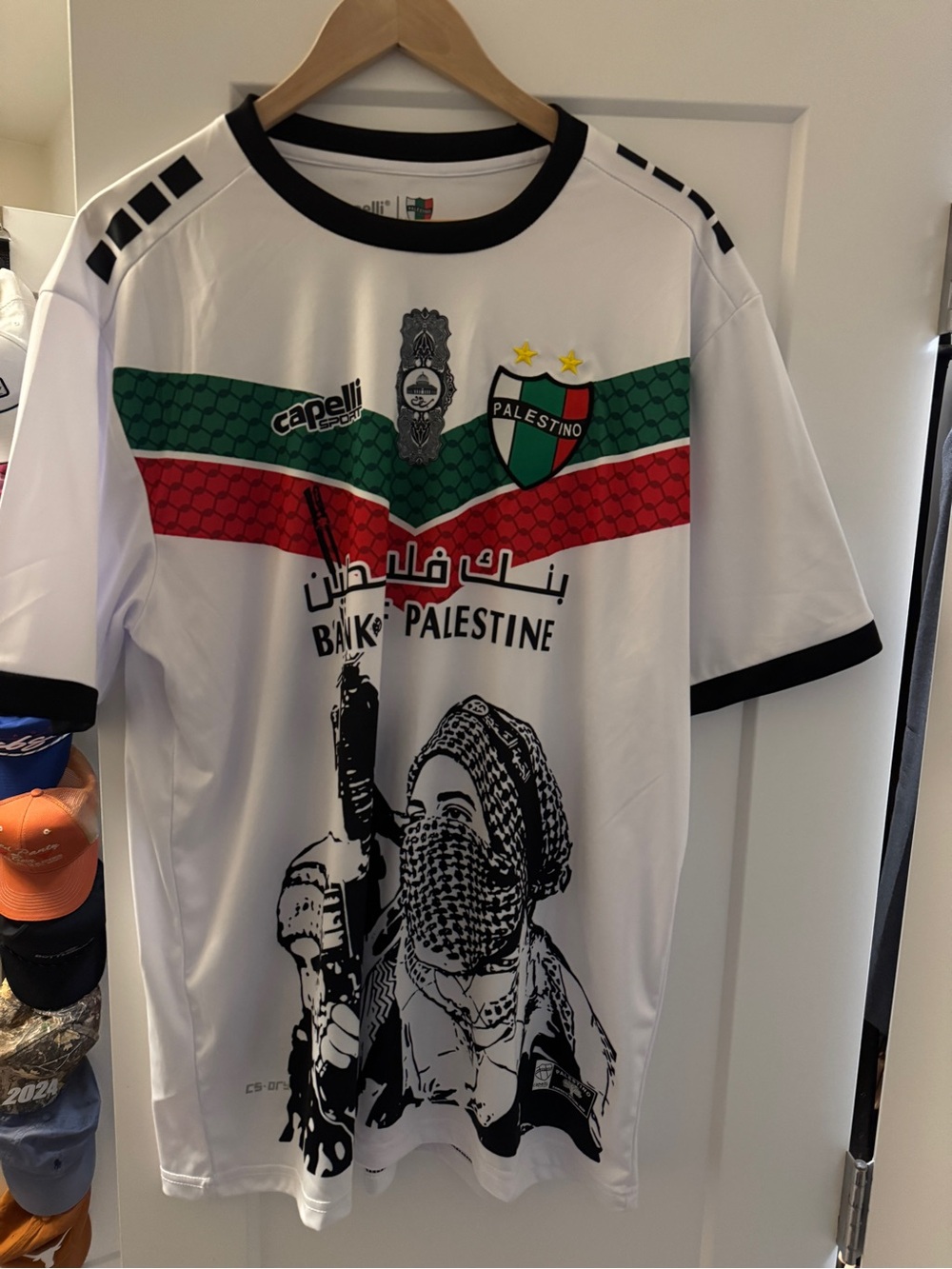 Capelli Sport Palestine Palestino Graphic Soccer Jersey - White with Green & Red